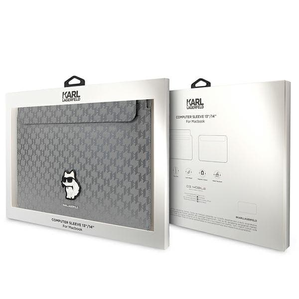 Karl Lagerfeld NFT Saffiano Monogram Ikonik Choupette Sleeve - 14" anteckningsbokfodral (silver)
