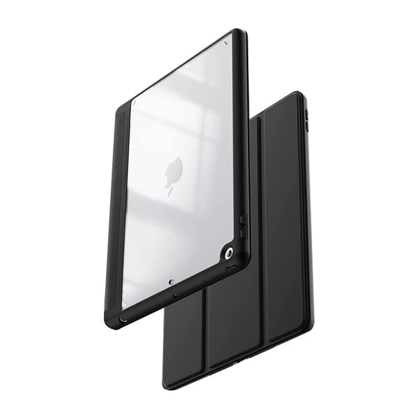 Crong PrimeFolio – iPad 10,2” etui (2021-2019) med stativ og Apple Pencil Slot (sort/klar)