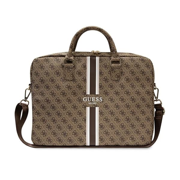Guess 4G Printed Stripes computertaske - 16" notebooktaske (brun)