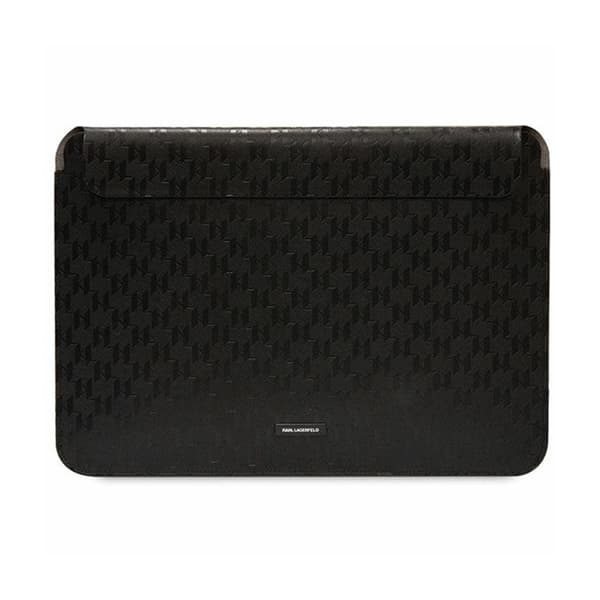 Karl Lagerfeld Saffiano Monogram Plaque Sleeve - 14" anteckningsboksfodral (svart)