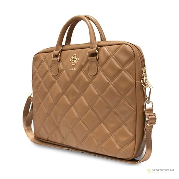 Guess Quilted 4G datorväska - Notebookväska 15" / 16" (Brun)