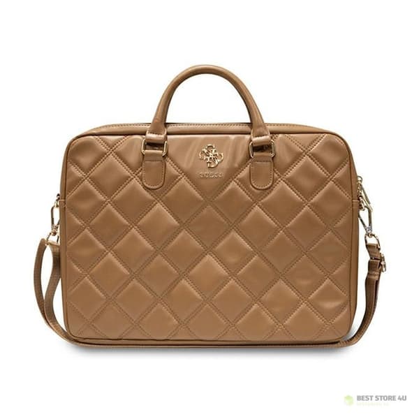 Guess Quilted 4G datorväska - Notebookväska 15" / 16" (Brun)