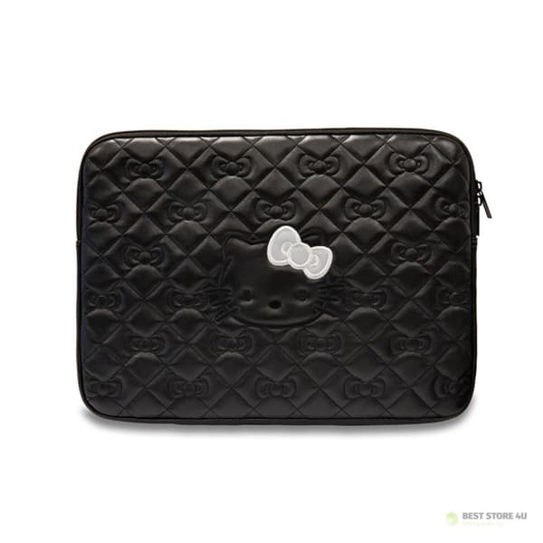 Hello Kitty dragkedja i PU med vadderade rosetter - Notebook-fodral 13" / 14" (svart)