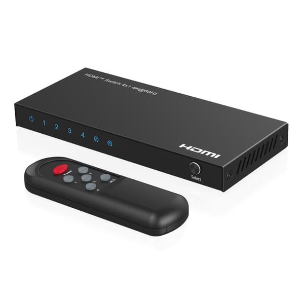 HDMI MicroConnect-switch 4K@60Hz 4x1, HDCP 2.2 med fjärrkontroll, MC-HDMISWITCH0401-4K