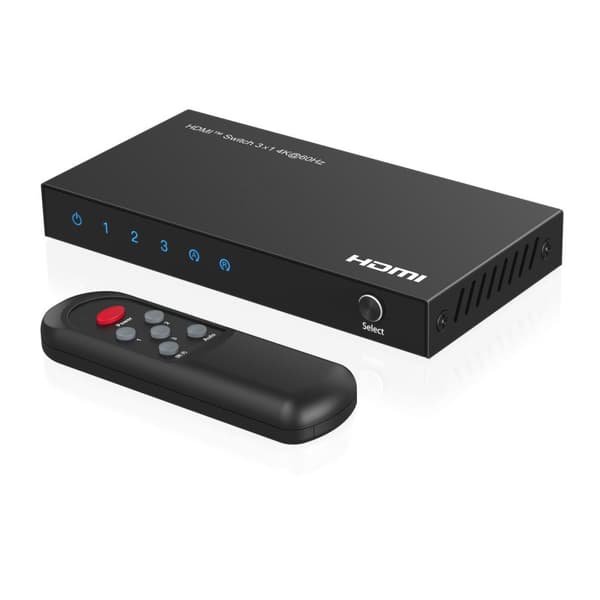 HDMI MicroConnect-switch 3x1 4K@60Hz, HDCP 2.2, med fjärrkontroll, MC-HDMISWITCH0301-4K