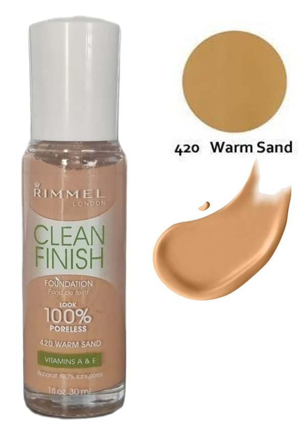 Rimmel Clean Finish Vitamin A E mineral Foundation-420 Warm Sand