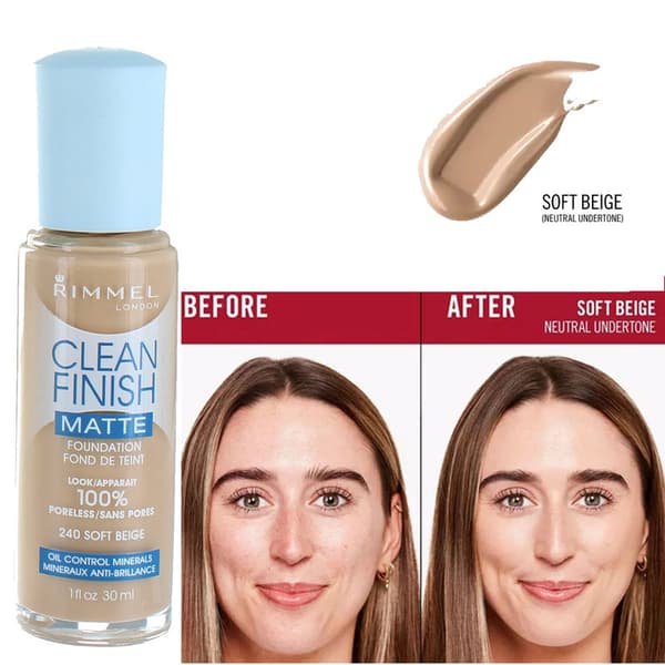 Rimmel Clean Finish Matte Foundation - 240 Soft Beige