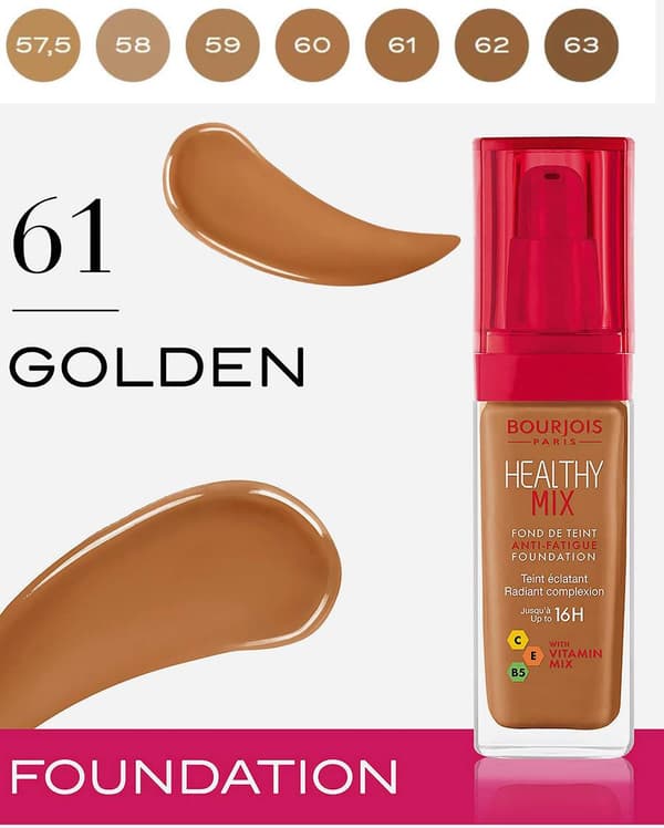 Bourjois Healthy Mix Anti-Fatigue Foundation-61 Golden/Dore Cappuccino