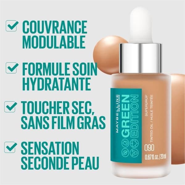 Ansiktsolja - MAYBELLINE NEW YORK - Grön utgåva Superdrop - Färgad N°60 - 30ml - Foundation
