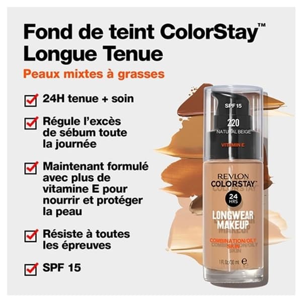 Revlon Colorstay Foundation Kombination till fet hud N°350 Rich Tan 30ml