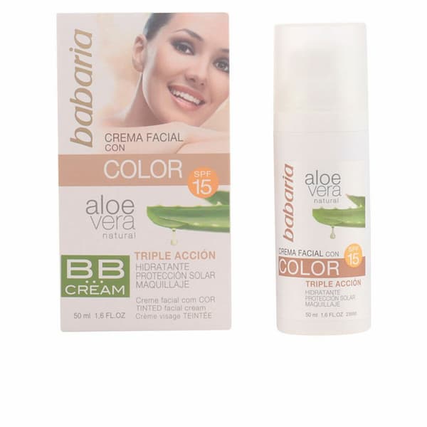 Fugtighedscreme med Farve Babaria 1004-26123 Aloe Vera Spf 15 (50 ml)