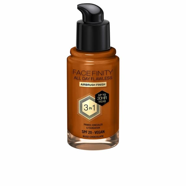 Kremet foundation Max Factor Face Finity All Day Flawless 3-i-1 Spf 20 Nº N102 Chocolate 30 ml
