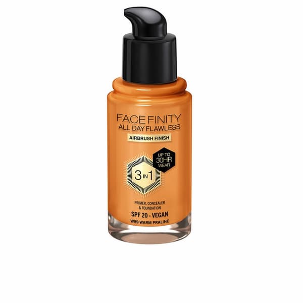 Cremet Make Up Foundation Max Factor Face Finity All Day Flawless 3-i-1 Spf 20 Nº W89 Warm praline 30 ml