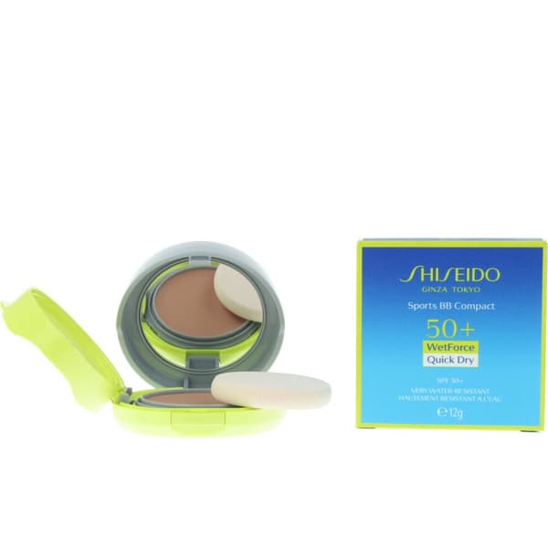 Fugtgivende Creme med Makeupeffekt Sun Care Sports BB Compact Shiseido SPF50+ Spf 50 12 g - medium dark