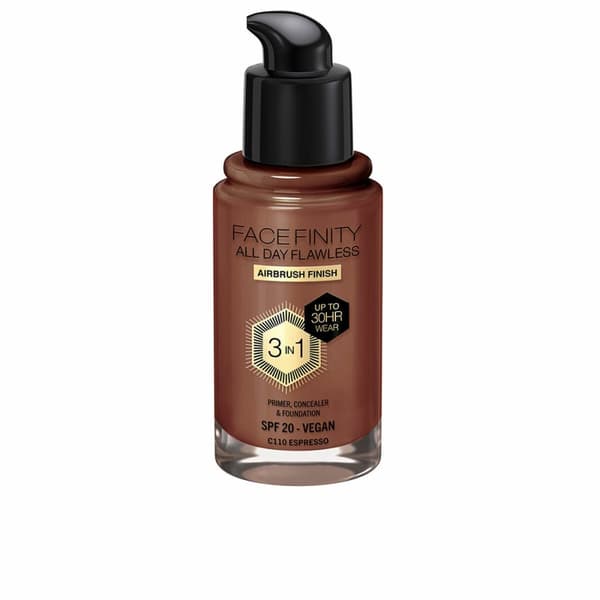 Cremet Make Up Foundation Max Factor Face Finity All Day Flawless 3-i-1 Spf 20 Nº C110 Espresso 30 ml