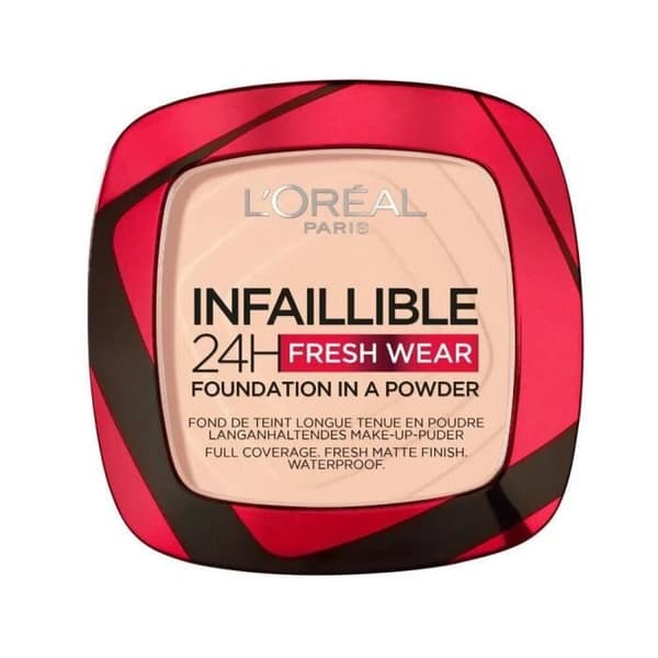 Fond de Teint Puder - L'Oréal Paris - Infaillible 24H Fresh Wear - 180 Rosé Sand - Vattentålig - Matt Finish
