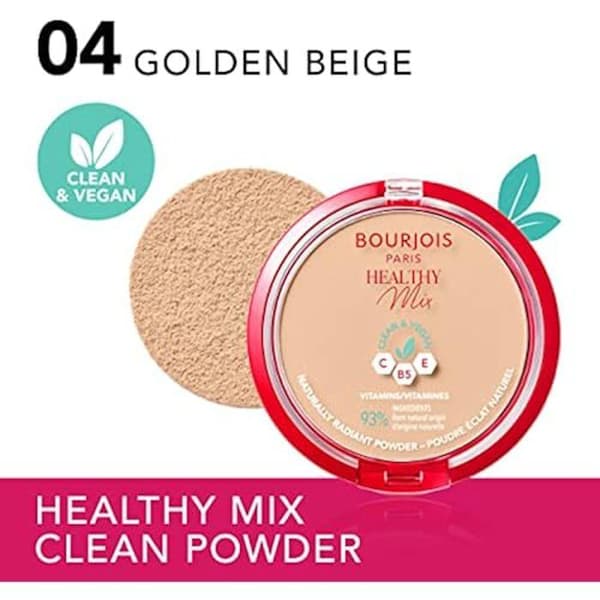 Kompakt puder - BOURJOIS - Healthy Mix Clean - 4 Golden Beige - Vegan - Anti-fatigue - Långvarig