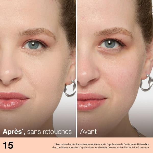 Anti-cernes - Gemey-Maybelline - Fit Me N°15 FAIR - Naturlig täckning - Appliceras utan spår - Rosa nyans