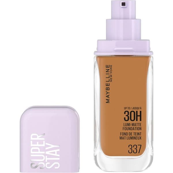 Foundation - Maybelline New York - Superstay Lumi Matte 337 - 30h hållbarhet - Vegan - Icke komedogen