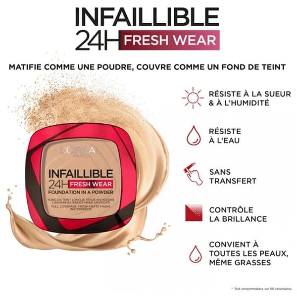 Infallible 24H Powder Foundation - L'Oréal Paris - 245 Golden Honey - Vatten- och svettbeständig