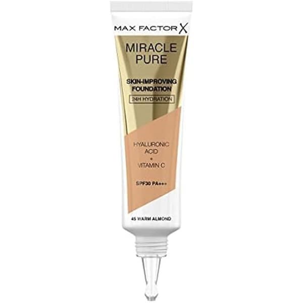 Foundation - MAX FACTOR - MIRACLE PURE FOUNDATION - 45 Warm Mandel - 30ML - Alla hudtyper