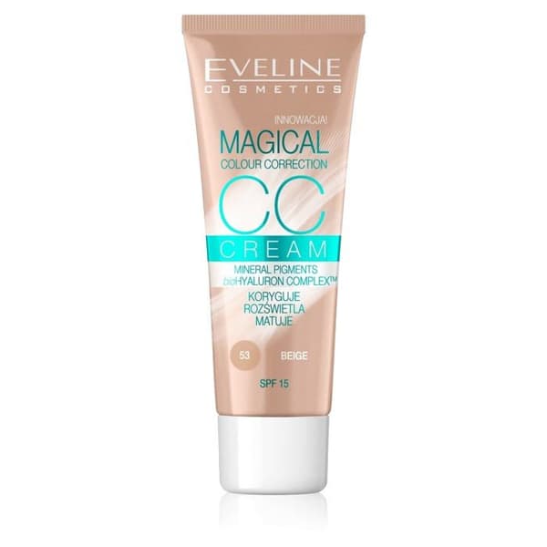 Fond de teint - bas - puder Eveline cosmetics - 315480 - CC Beige NR 53 Flytande Ansiktsfond de Teint 30 ml