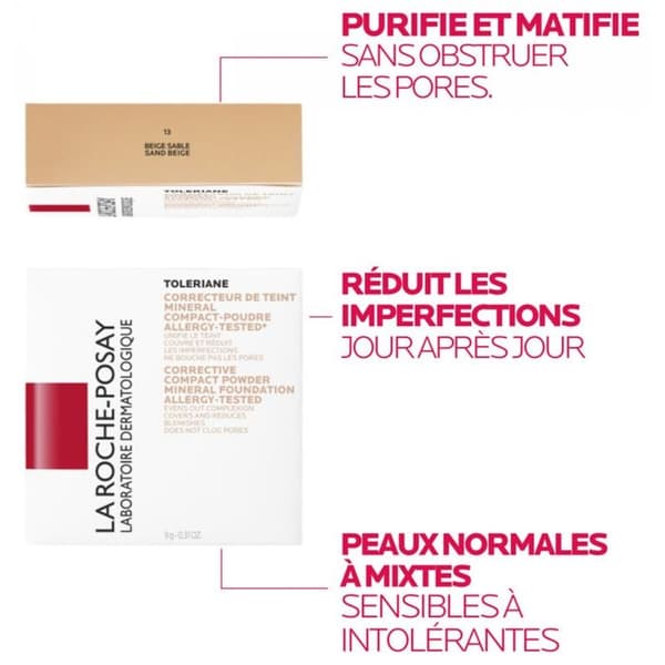 Foundations - La Roche Posay - Tolériane Teint Minéral N°13 - Beige Sable - 9,5g - Känslig hud
