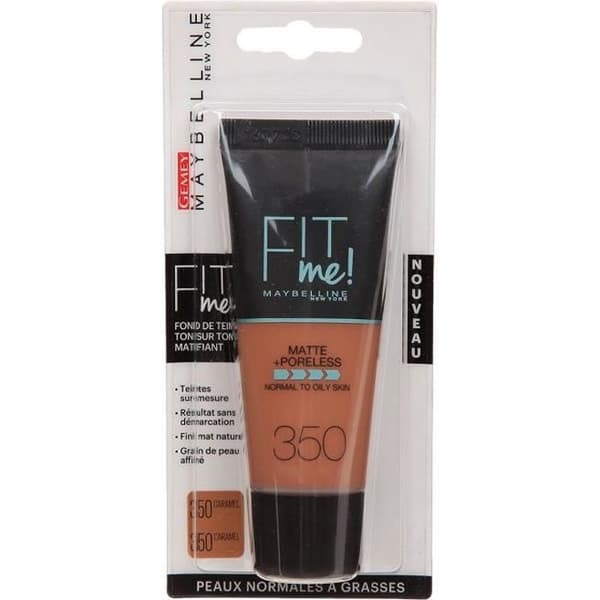 Maybelline New-York - Flytande Foundation Fit Me Matte &amp; Poreless - Normal till fet hud - nyans: 350 Karamell - 30 ml