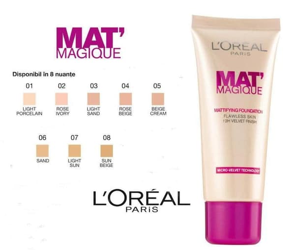 L'Oreal Mat' Magique Mattifying Foundation-Sun Beige