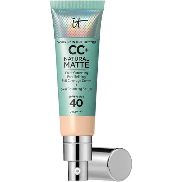 IT Cosmetics CC Crème Natural Matte SPF 40, Hög täckning och glanskontroll, Blandhy till fet hy
