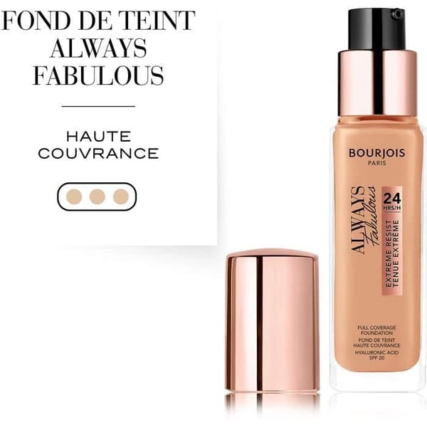 Bourjois - Always Fabulous Foundation - Hög täckning - Fuktgivande och långvarig formel - 200 rosa vanilj 30 ml