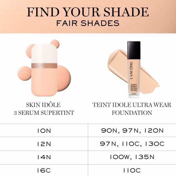 Hydrerende krem med farge Lancôme IDÔLE MAKE-UP Nº 14n 30 ml