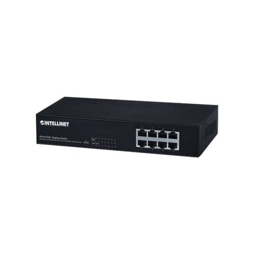 Intellinet 8-Port Fast Ethernet PoE+ Switch, 8 x PoE ports, IEEE 802.3at/af Power-over-Ethernet (PoE+/PoE), Endspan, Desktop, Box - switch - 8 portar Svart