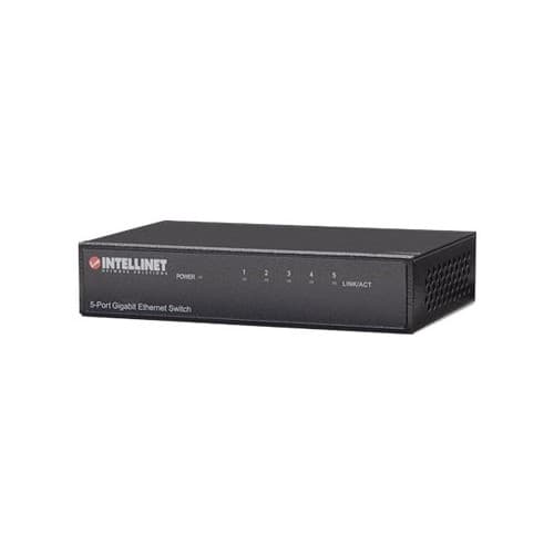 Intellinet 5-Port Gigabit Ethernet Switch, Metal, Box - switch - 5 portar Svart