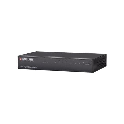 Intellinet 8-Port Gigabit Ethernet Switch, Metal, Box - switch - 8 portar Svart