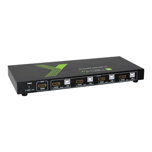 TECHly 4x1 USB HDMI KVM Switch 4Kx2K - omkopplare för tangentbord/video/mus/ljud/USB - 4 portar Svart