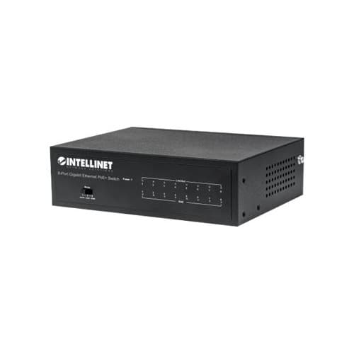 Intellinet 8-Port Gigabit Ethernet PoE+ Switch, IEEE 802.3at/af Power over Ethernet (PoE+/PoE) Compliant, 60 W, Desktop, Box - switch - 8 portar Svart