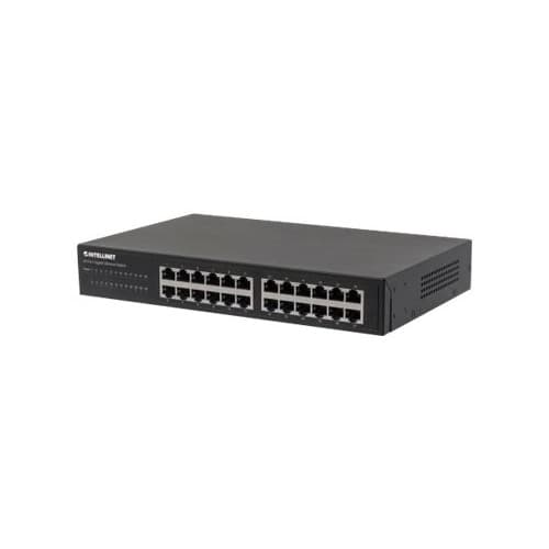 Intellinet 24-Port Gigabit Ethernet Switch, 24 x 10/100/1000 Mbit/s RJ45-Ports, IEEE 802.3az (Energy Efficient Ethernet), Desktop, 19" Rackmount, Meta