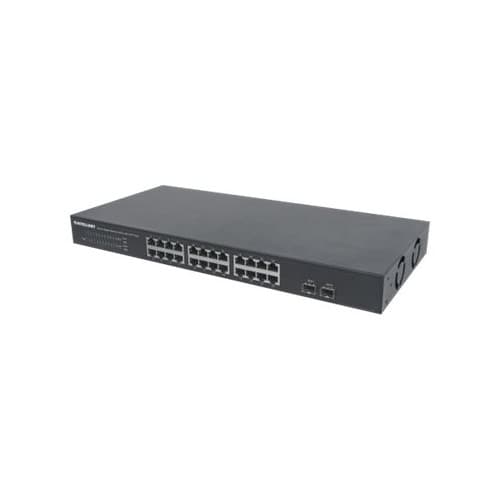 Intellinet 24-Port Gigabit Ethernet Switch with 2 SFP Ports, 24 x 10/100/1000 Mbps RJ45 Ports + 2 x SFP, IEEE 802.3az (Energy Efficient Ethernet), 19" Svart