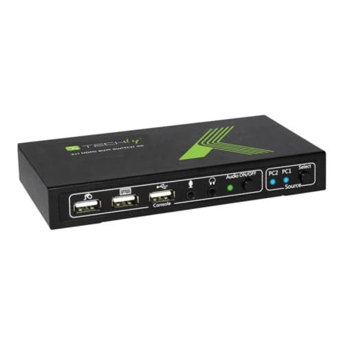 TECHly 2x1 USB HDMI KVM Switch 4Kx2K - omkopplare för tangentbord/video/mus/ljud - 2 portar Svart