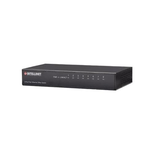 Intellinet 8-Port Fast Ethernet Office Switch, Desktop Size, Metal, IEEE 802.3az (Energy Efficient Ethernet), Box - switch - 8 portar Svart