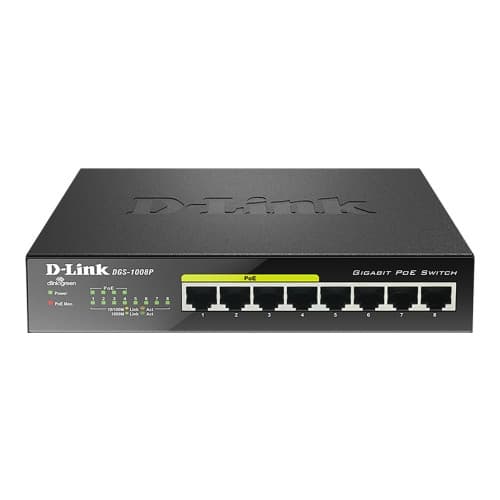 D-Link DGS 1008P - switch - 8 portar - ohanterad Svart
