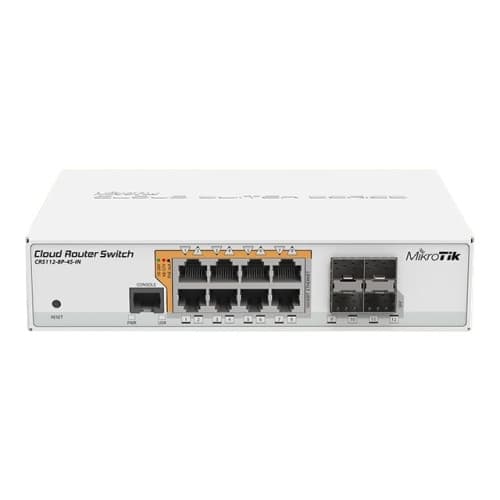 MikroTik Cloud Router Switch CRS112-8P-4S-IN - switch - 12 portar - Administrerad - rackmonterbar Vit