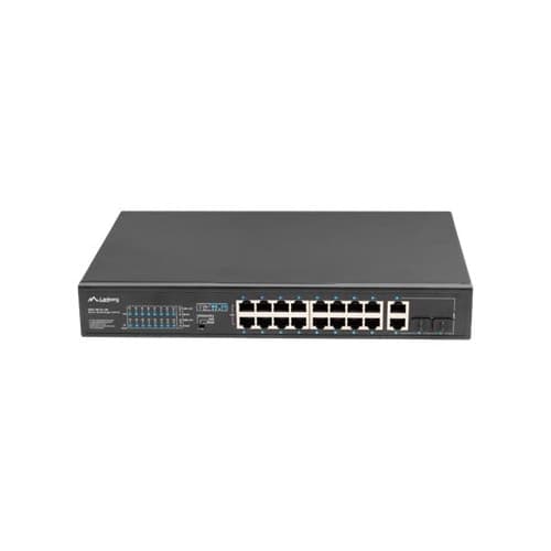 Lanberg RSFE-16P-2C-150 - switch - 16 portar - ohanterad - rackmonterbar Svart