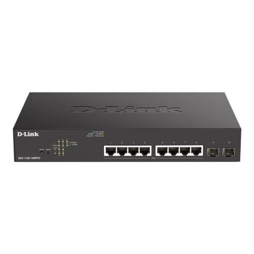D-Link DGS 1100-10MPV2 - switch - 10 portar - smart - rackmonterbar Svart