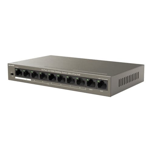 Tenda TEF1110P-8-63W - switch - 10 portar - ohanterad Svart