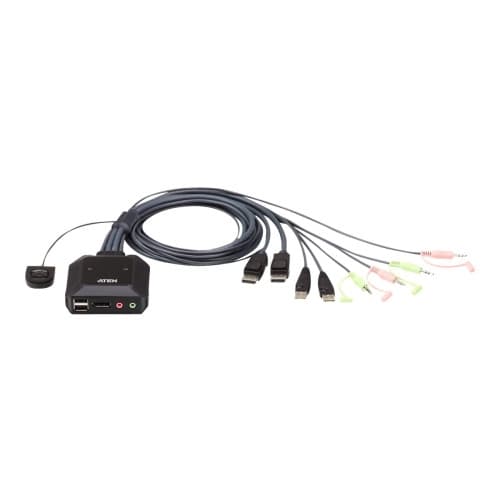 ATEN CS22DP - omkopplare för tangentbord/video/mus/ljud/USB - 2 portar Svart