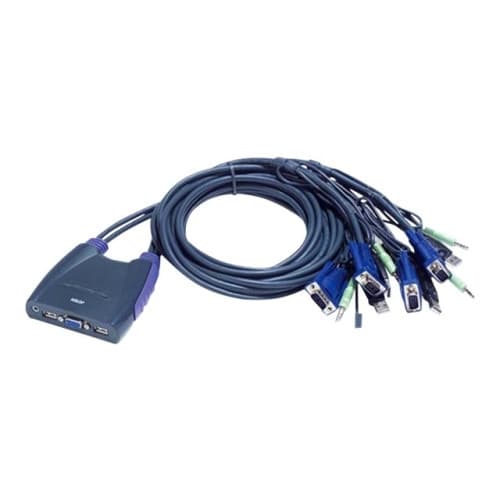 ATEN Petite CS64US - omkopplare för tangentbord/video/mus/ljud/USB - 4 portar Blå