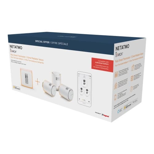 Netatmo Pack Smart Thermostat + 3 Smart Radiator Valves - sats för hemmaautomatisering
