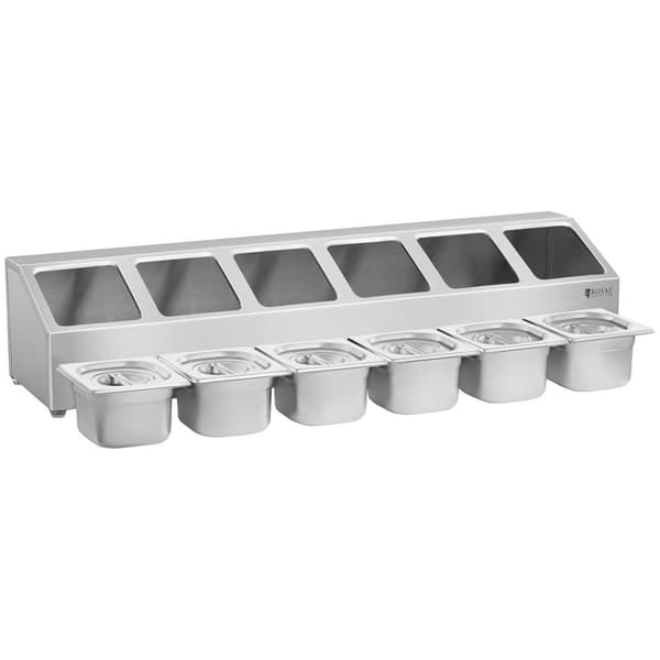 Royal Catering GN-uppsatshylla - inkl. 6 GN 1/6 behållare med lock